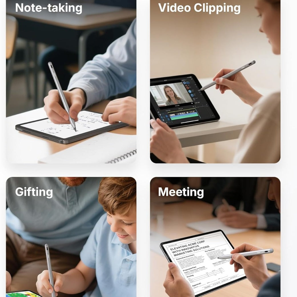 Metapen Pencil A8 for iPad 2018-2025, (2X Faster Charge), Pixel Precision, Tilt Sensitive Stylus Pen Compatible Apple iPad 11/10/9/8/7/6th Gen, Pro 12.9/11/13 Inch M4, Air 3/4/5/M2/M3, Mini5/6, Grey