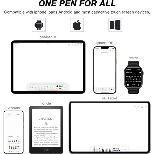 ELZO Stylus Pens for Touch Screen, 2 in 1 Universal Stylus, High Sensitivity Surface Pen with Extra 6 Tips, for All Tablet Touch Screens iPhone iPad Pro Android Tablets Chromebook