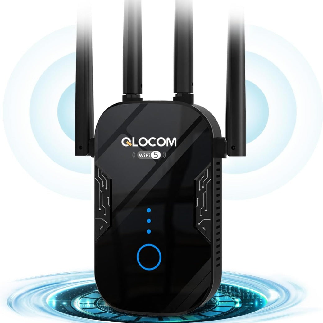 Click to see full view 2025 Newest WiFi Booster Range Extender 1200Mbps WiFi Extender Booster Dual Band 5GHz & 2.4GHz Wireless Internet Booster/Hotspot with Wider Coverage, Broadband Extender, UK Plug