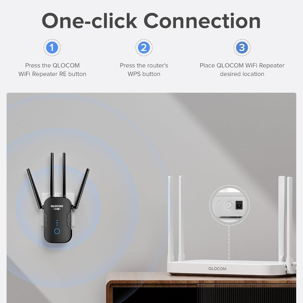 Click to see full view 2025 Newest WiFi Booster Range Extender 1200Mbps WiFi Extender Booster Dual Band 5GHz & 2.4GHz Wireless Internet Booster/Hotspot with Wider Coverage, Broadband Extender, UK Plug