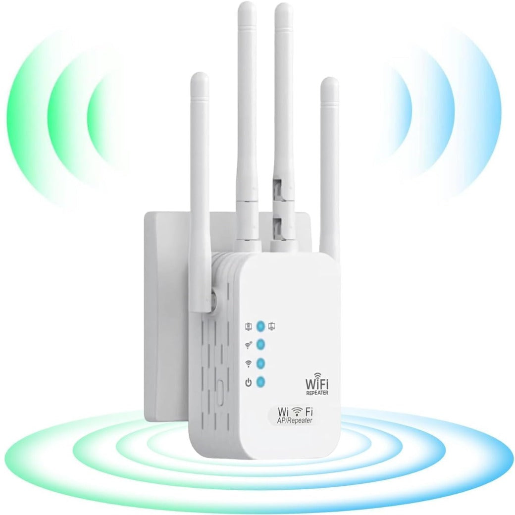 WiFi Booster Range Extender 1200Mbps, WiFi Signal Amplifier Dual Band 5GHz & 2.4GHz, 4 Antennas WIFI Signal Booster Repeater with Ethernet Port, Wireless Internet Booster/Hotspot with Wider Coverage