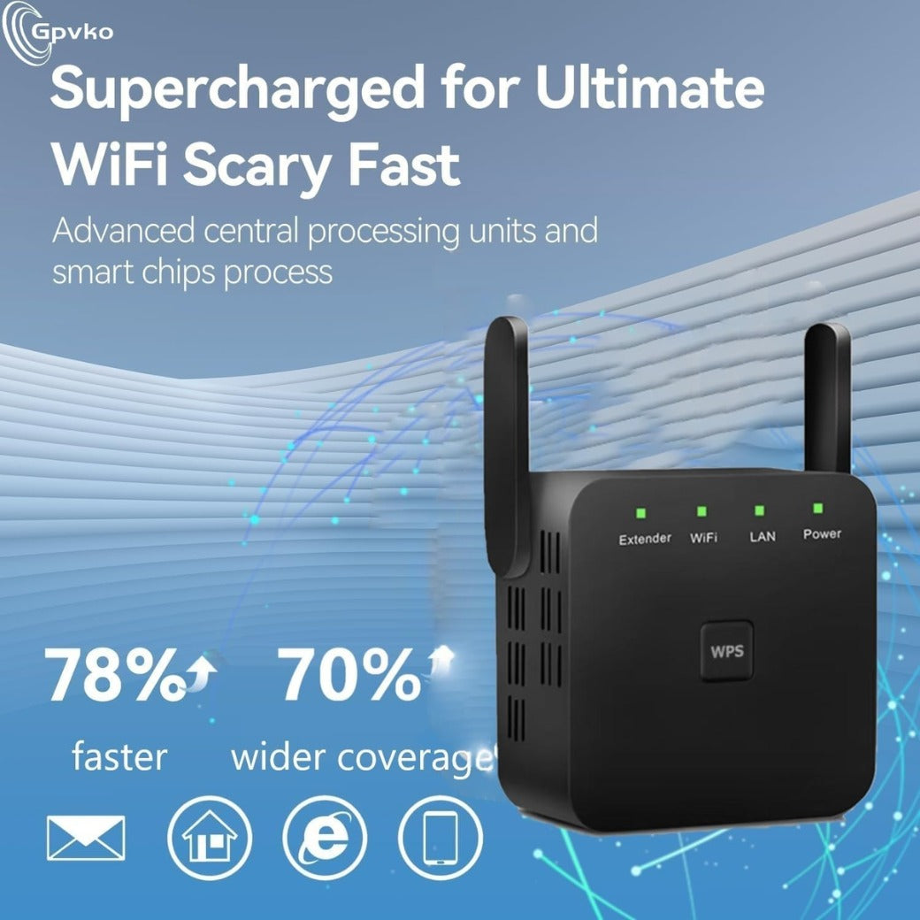 2025 Newest WiFi Extender, WiFi Booster, WiFi Repeater, Covers Up to 9800 Sq.ft and 50 Devices, Internet Booster - with Ethernet Port, Quick Setup, Home Wireless Signal Booster（Black