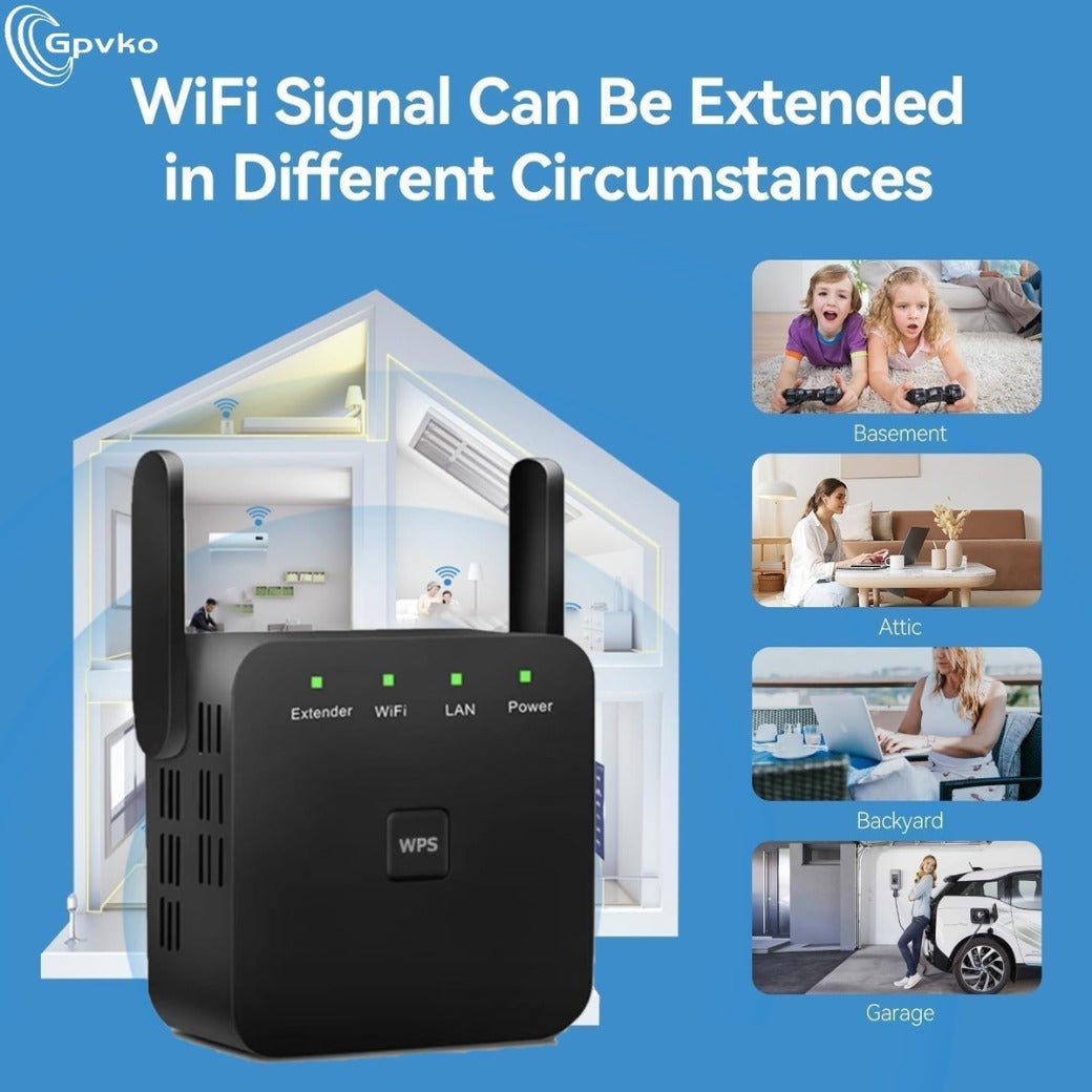 2025 Newest WiFi Extender, WiFi Booster, WiFi Repeater, Covers Up to 9800 Sq.ft and 50 Devices, Internet Booster - with Ethernet Port, Quick Setup, Home Wireless Signal Booster（Black