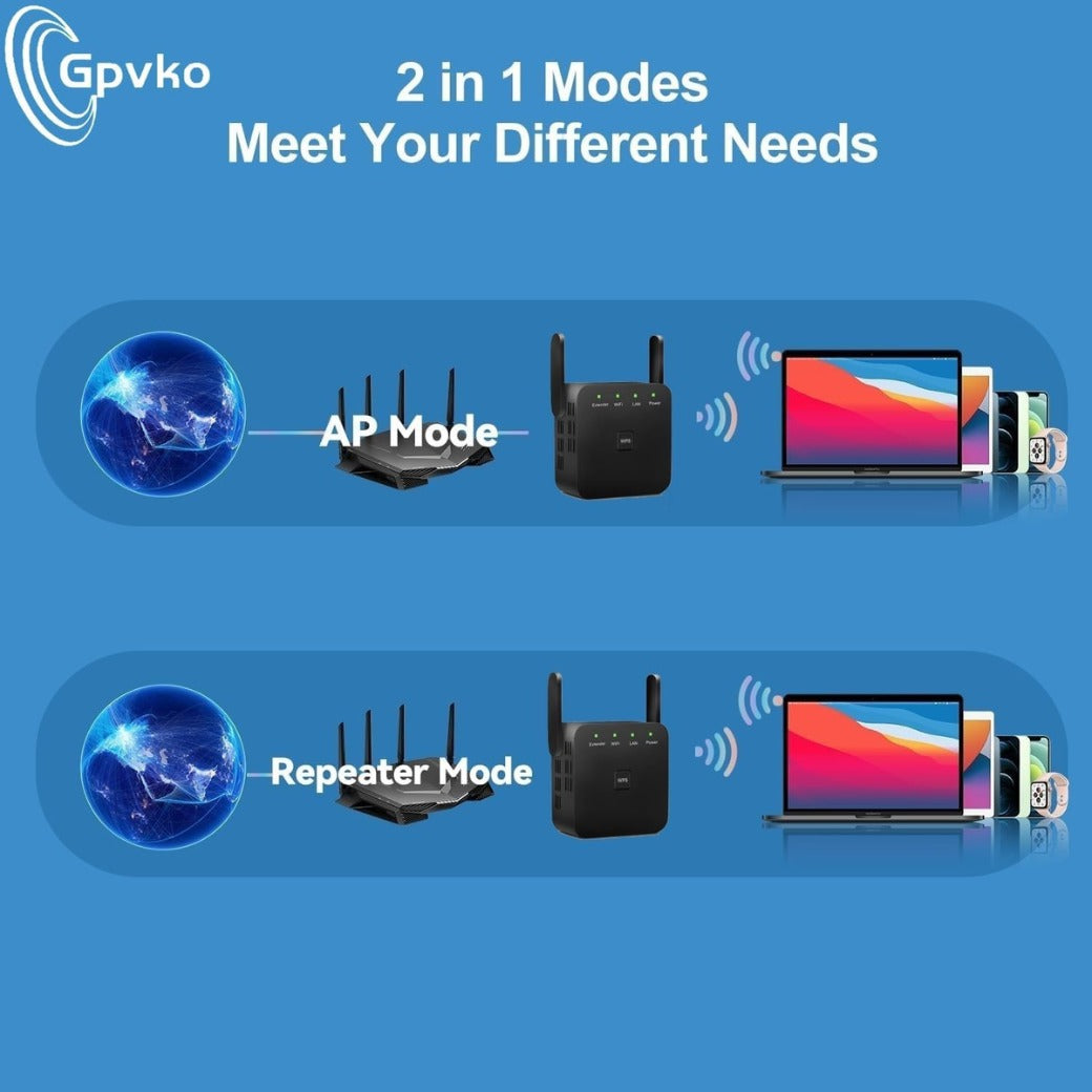 2025 Newest WiFi Extender, WiFi Booster, WiFi Repeater, Covers Up to 9800 Sq.ft and 50 Devices, Internet Booster - with Ethernet Port, Quick Setup, Home Wireless Signal Booster（Black