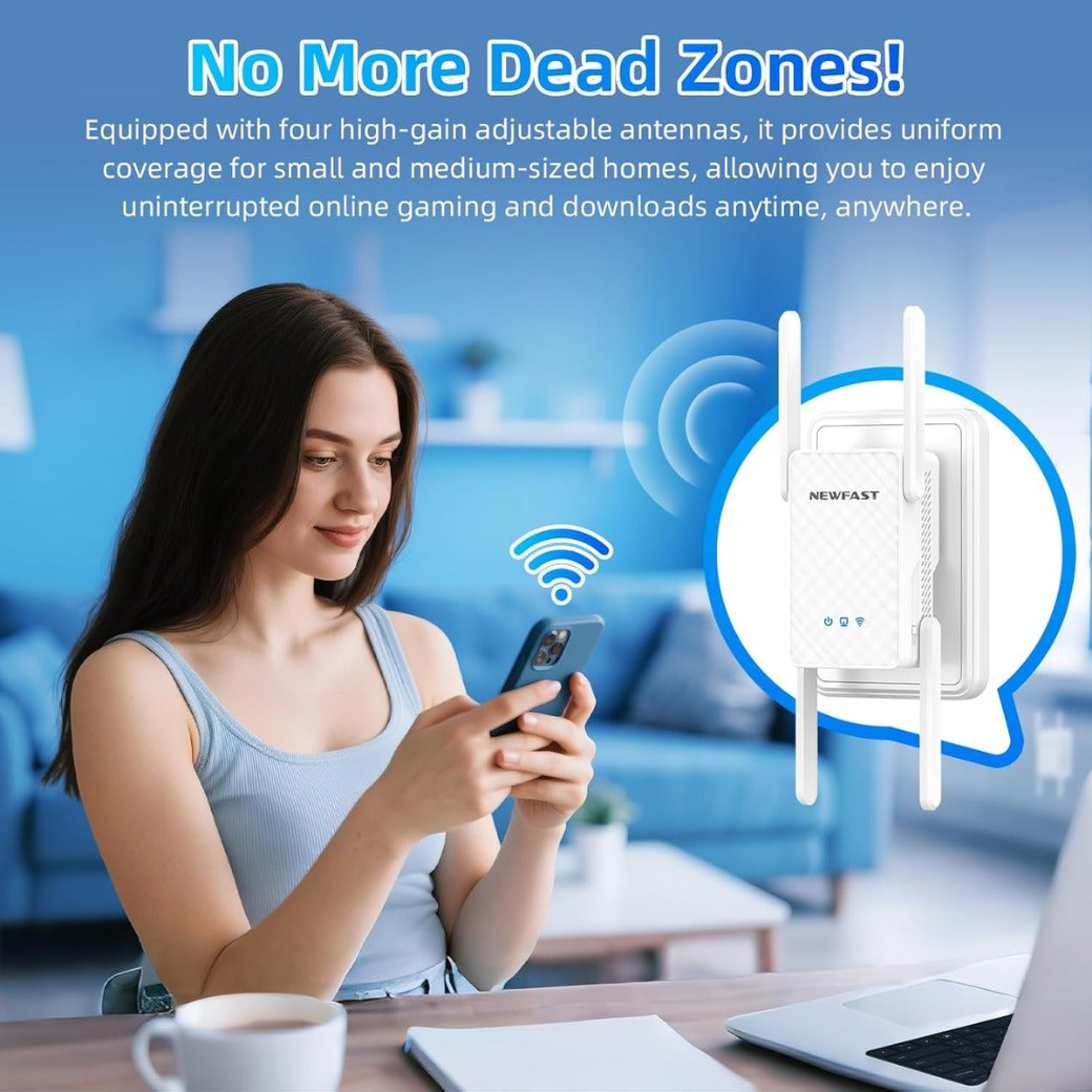 NEWFAST AX3000 WiFi6 Range Extender, Broadband Dual Band Wi-Fi Extender WiFi Range Extender WiFi Booster, Gigabit Port, Wi-Fi Booster Range Extender, 5Modes, Works with Any Wifi Router, WPS, UK Plug