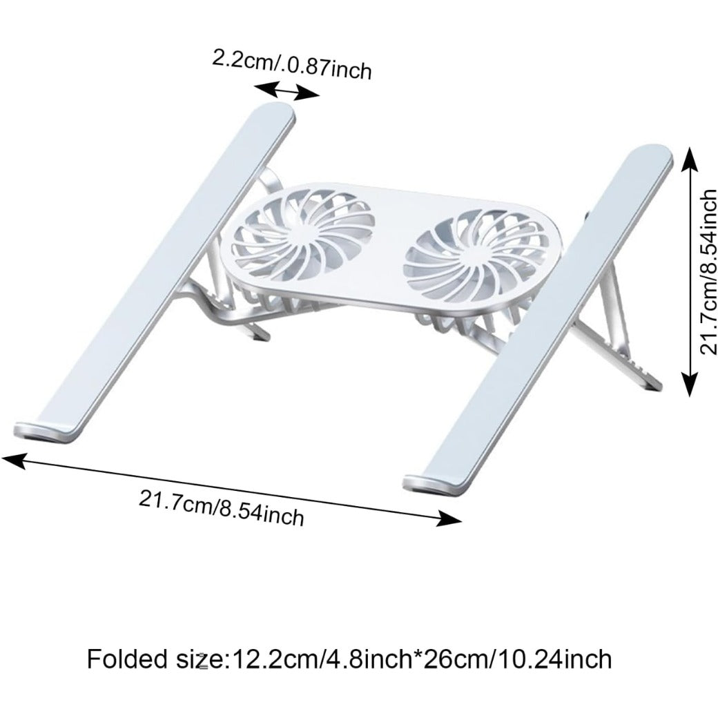 Laptop Cooling Base, Foldable Laptop Stand, Laptop Cooling System Stand with 2 Silent Fan, Adjustable Height, LED Lights, for 10 – 15.6 Inch Laptops