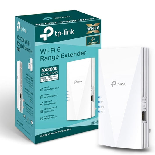 TP-Link RE700X WiFi 6 AX3000Mbps WiFi Extender Booster, Internet Booster, Gigabit Ethernet Port, WiFi Booster Range Extender, EasyMesh, Access Point, WiFi Repeater, App Control Easy Setup, UK Plug