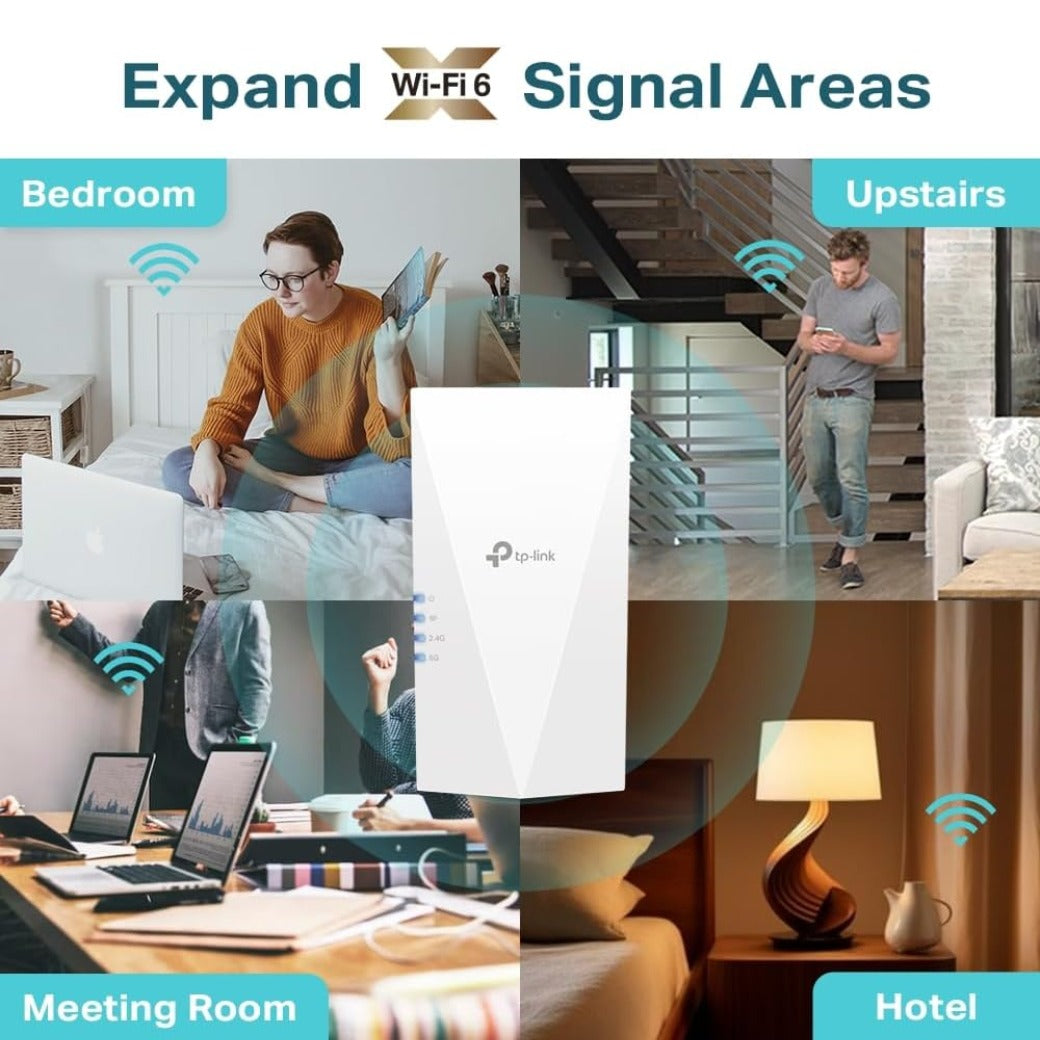 TP-Link RE700X WiFi 6 AX3000Mbps WiFi Extender Booster, Internet Booster, Gigabit Ethernet Port, WiFi Booster Range Extender, EasyMesh, Access Point, WiFi Repeater, App Control Easy Setup, UK Plug