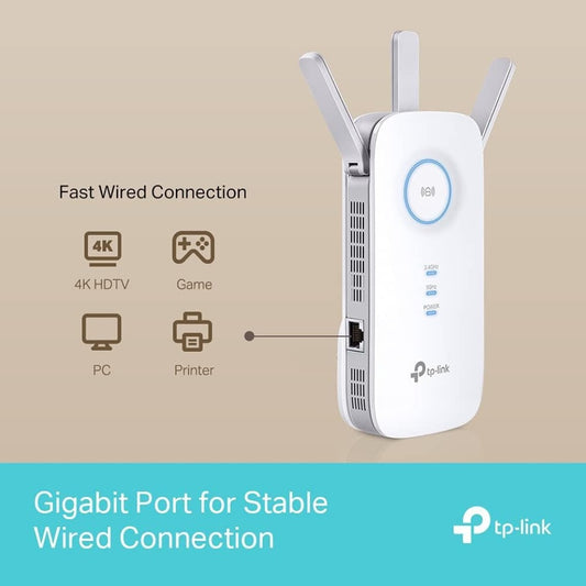 TP-Link RE550 AC1900 WiFi Extender Booster, Dual Band WiFi Booster, 3 Antennas, Gigabit Ethernet Port, Intelligent Monitor, AP Mode, APP Control, Ultimate Compatibility WiFi Mesh, Easy Setup