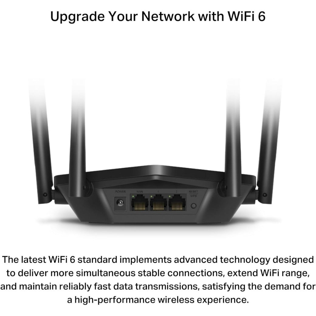 MERCUSYS MR60X Router WiFi 6 AX1500Mbps, Gigabit Ethernet Ports, TP-Link WiFi Router, Overall Security Protection, Easy Setup, Internet Booster, Power Saving, App Control