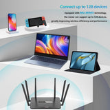 1200Mbps Wifi Router, 6 External Antennas WiFi 6 Router for Enhanced Coverage up to 2500 sq ft, Dual-Band 5GHz & 2.4GHz, MU-MIMO Supports for up to128 Devices, for Home & Business Complete Set