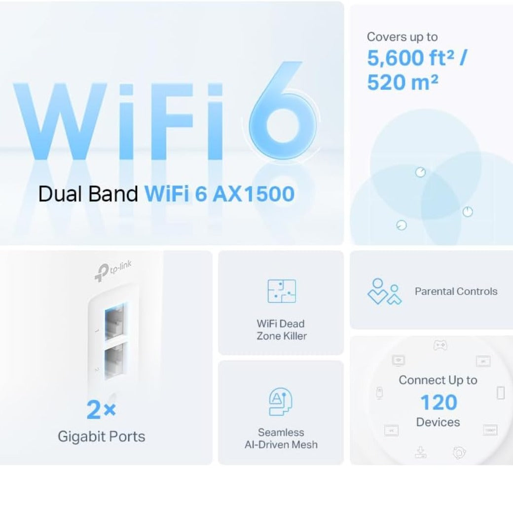 TP-Link Deco X10 AX1500 Mesh WiFi 6 System, WiFi Router, Whole Home Seamless Roaming, Voice Control with Alexa/Google, Personalize Parental Control, Wireless Extender Boost, OFDMA, MU-MIMO, Easy Setup