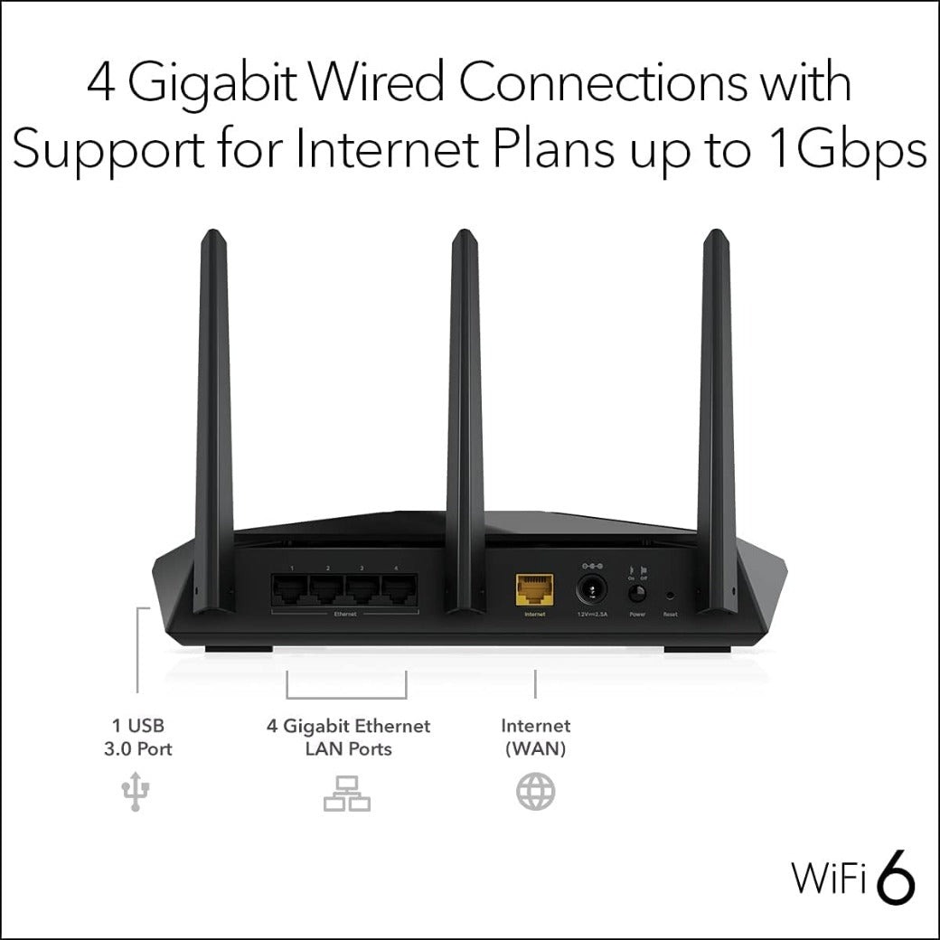 NETGEAR Nighthawk WiFi 6 Router (RAX30), Dual-Band Wireless AX2400 Speed (up to 2.4 Gbps), Coverage up to 125 m²