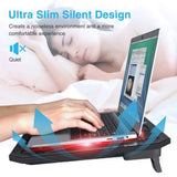 VOXON Laptop Cooling Pad, 12"–19" Laptop Cooler with 6 Quiet Red LED Fans at 1400RPM, 2-Level Adjustable Stand, USB Powered, Extra USB Port, Ultra Slim Laptop Cooling Stand for Gaming and Work