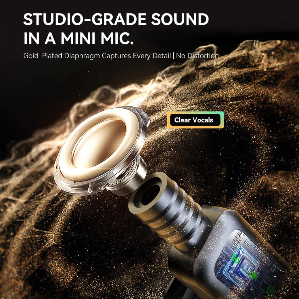 Wireless Lavalier Microphone with LED Display, Lavalier Microphones Clip on Mic With Noise Reduction, for Video Recording, Tiktok, Youtube, Vlog Podcast Content Creator (Shiny black)