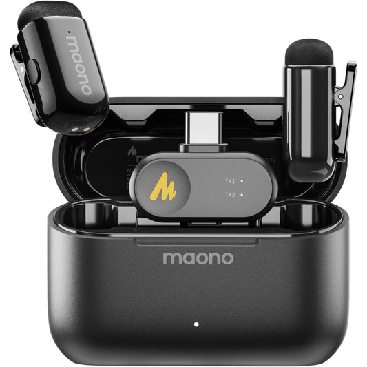 MAONO Wireless Microphone for iPhone 17/16/15 & Android, USB-C Wireless Mini Mic with Pro Sound, Noise Cancellation, AI Voice Changer, 30h Battery for Video Recording Vlog TikTok YouTube,Wave T1 Mini