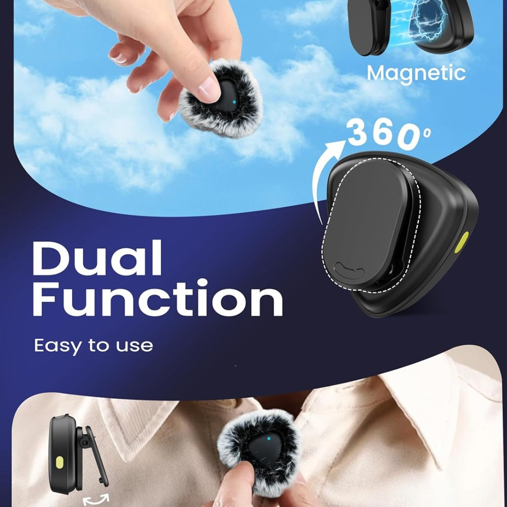 ByteWave Wireless Lavalier Microphone for iPhone Android, Bluetooth Mini Mic Phone Mic with Noise Reduction,Wireless Microphones Ideal for Vlog, TikTok Content Creator Equipment