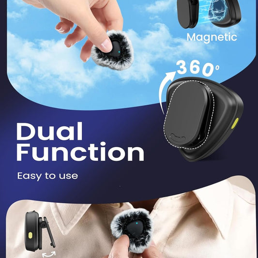 ByteWave Wireless Lavalier Microphone for iPhone Android, Bluetooth Mini Mic Phone Mic with Noise Reduction,Wireless Microphones Ideal for Vlog, TikTok Content Creator Equipment