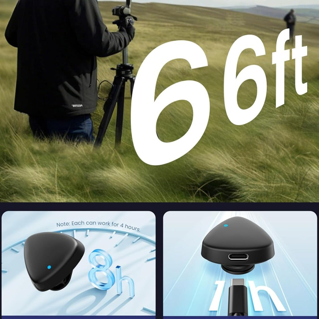 ByteWave Wireless Lavalier Microphone for iPhone Android, Bluetooth Mini Mic Phone Mic with Noise Reduction,Wireless Microphones Ideal for Vlog, TikTok Content Creator Equipment