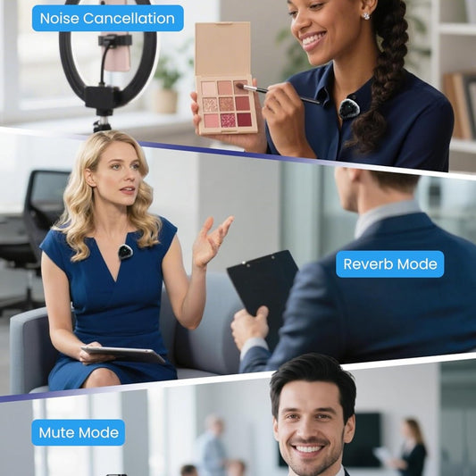 ByteWave Wireless Lavalier Microphone for iPhone Android, Bluetooth Mini Mic Phone Mic with Noise Reduction,Wireless Microphones Ideal for Vlog, TikTok Content Creator Equipment