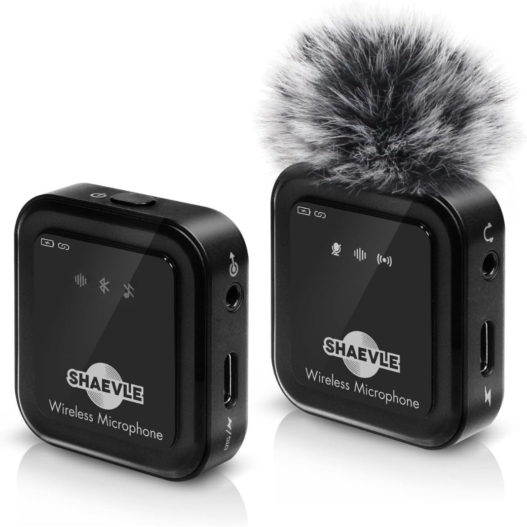 Wireless Lavalier Microphone for iPhone/Android/Camera, 2.4GHz Mini Clip On Microphone 50M Transmission, Noise Canceling Lapel Mic for Record Interview, Vlogs, YouTube, Tiktok