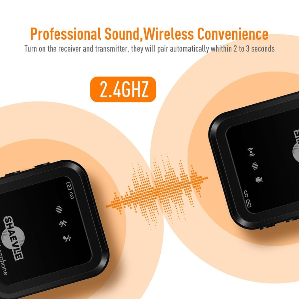 Wireless Lavalier Microphone for iPhone/Android/Camera, 2.4GHz Mini Clip On Microphone 50M Transmission, Noise Canceling Lapel Mic for Record Interview, Vlogs, YouTube, Tiktok