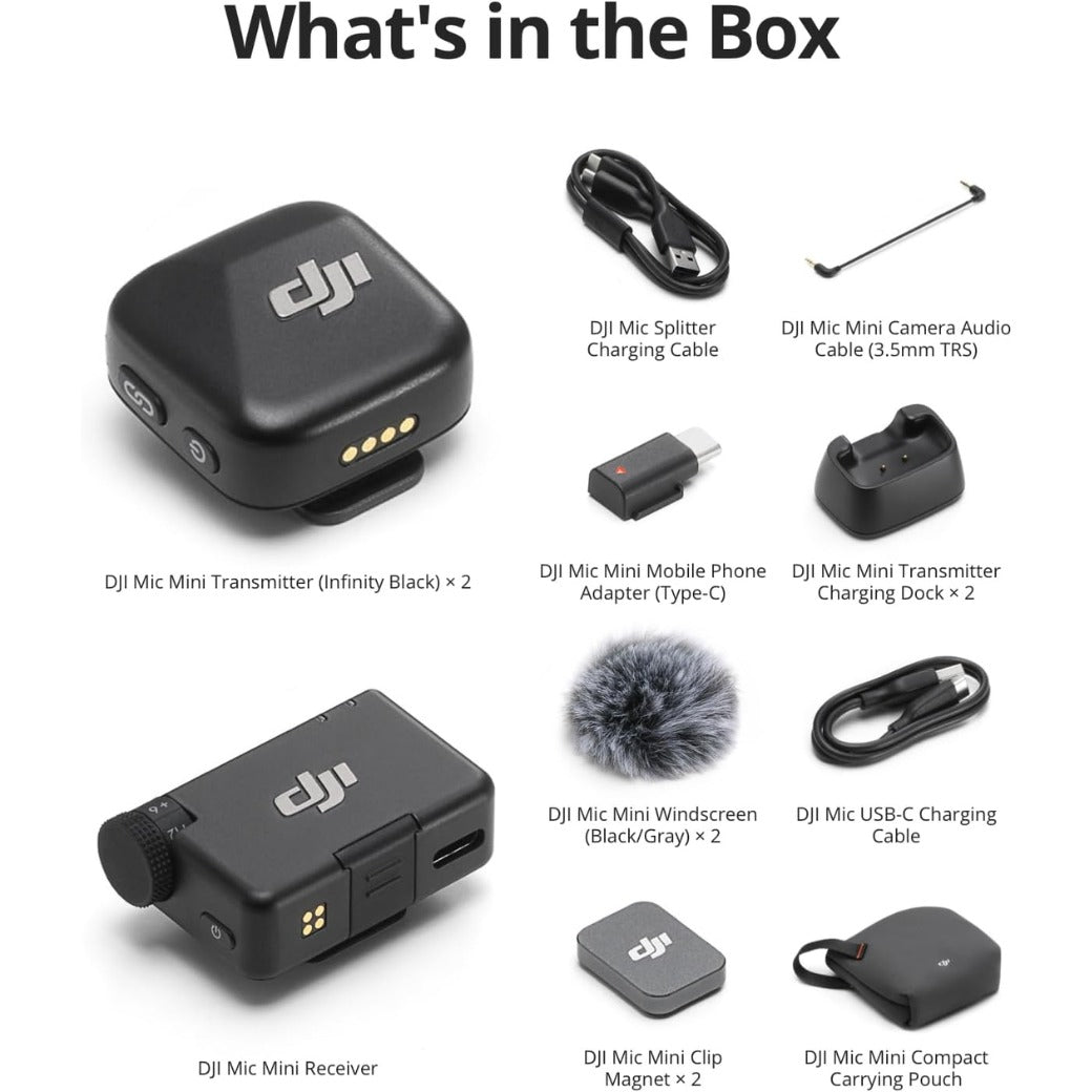 DJI Mic Mini (2 TX + 1 RX), Detail-Rich Audio, Wireless Lavalier Microphone for Camera/Android, 2-Person Vlog, Team Production