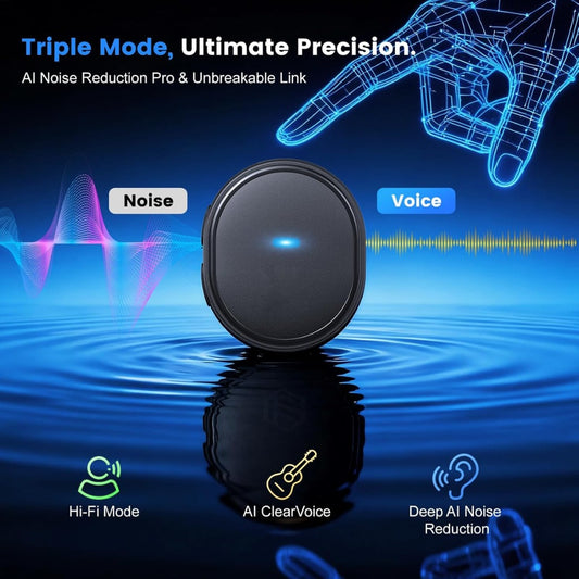 Mini Wireless Microphone for iPhone & Android, 8g Mini Microphone Clip-On Mic with AI Noise Cancellation, 48kHz Hi-Fi Audio, 260ft Range, 36H Battery for YouTube, Vlogging & Live Streaming