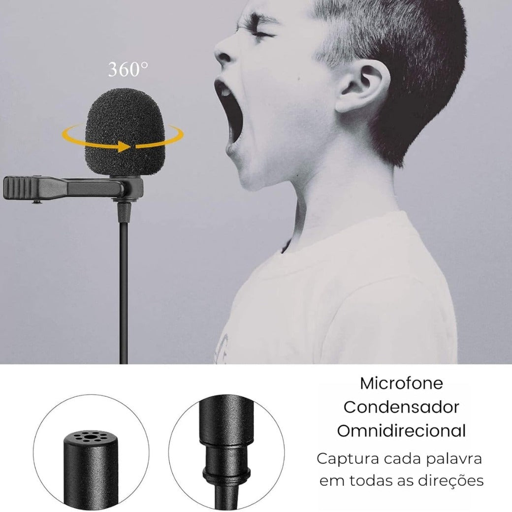 BOYA BY-M1 Clip-On Microphone for DSLR Camera/Smartphone/Camcorder/Audio Recorders - Black
