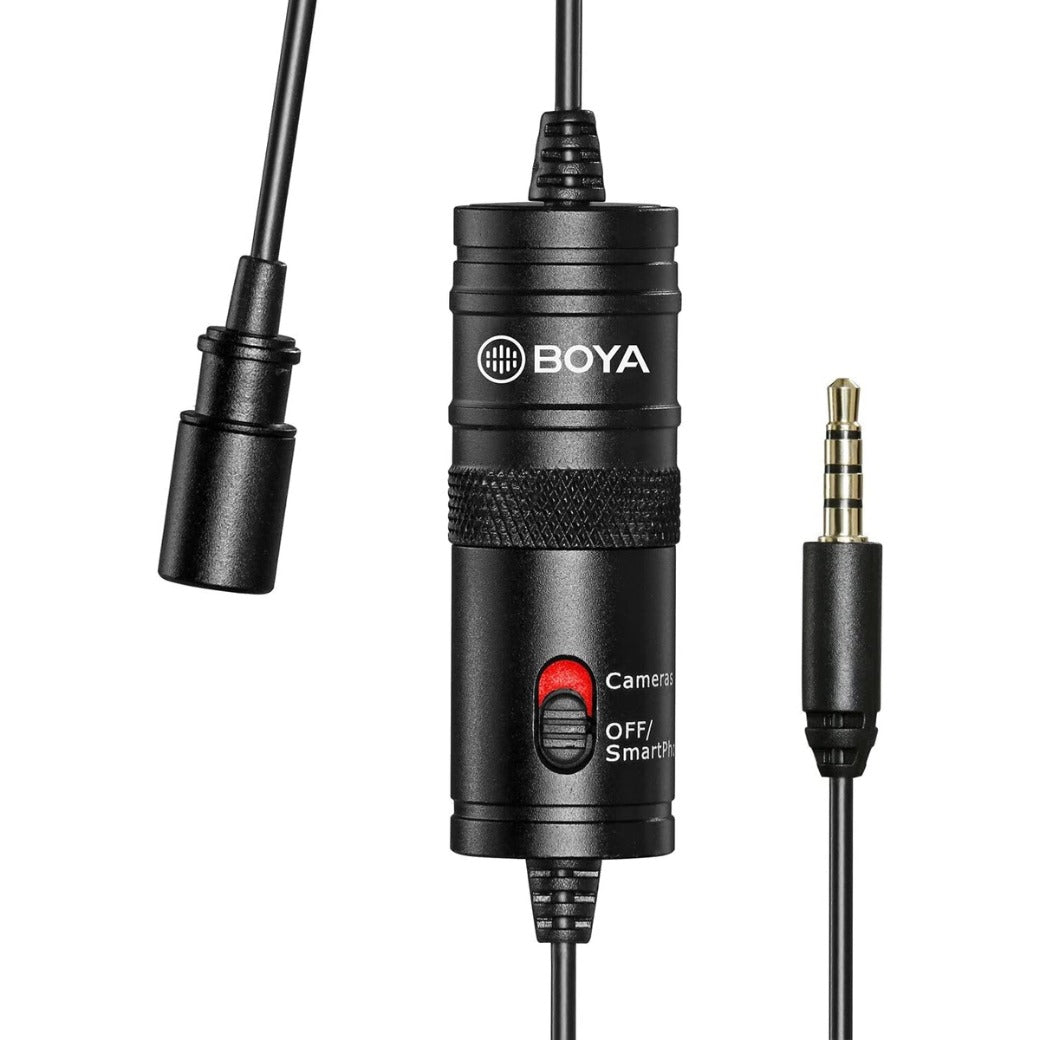 BOYA BY-M1 Clip-On Microphone for DSLR Camera/Smartphone/Camcorder/Audio Recorders - Black