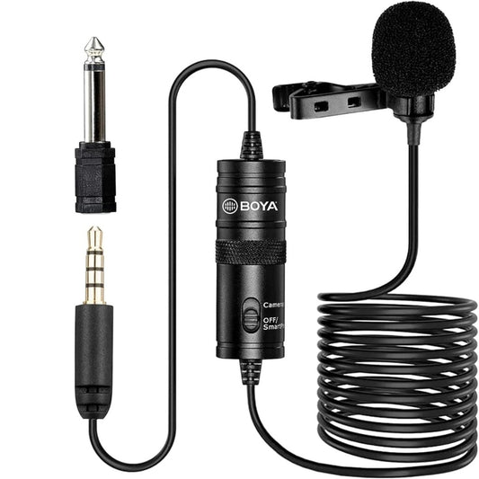 BOYA BY-M1 Clip-On Microphone for DSLR Camera/Smartphone/Camcorder/Audio Recorders - Black