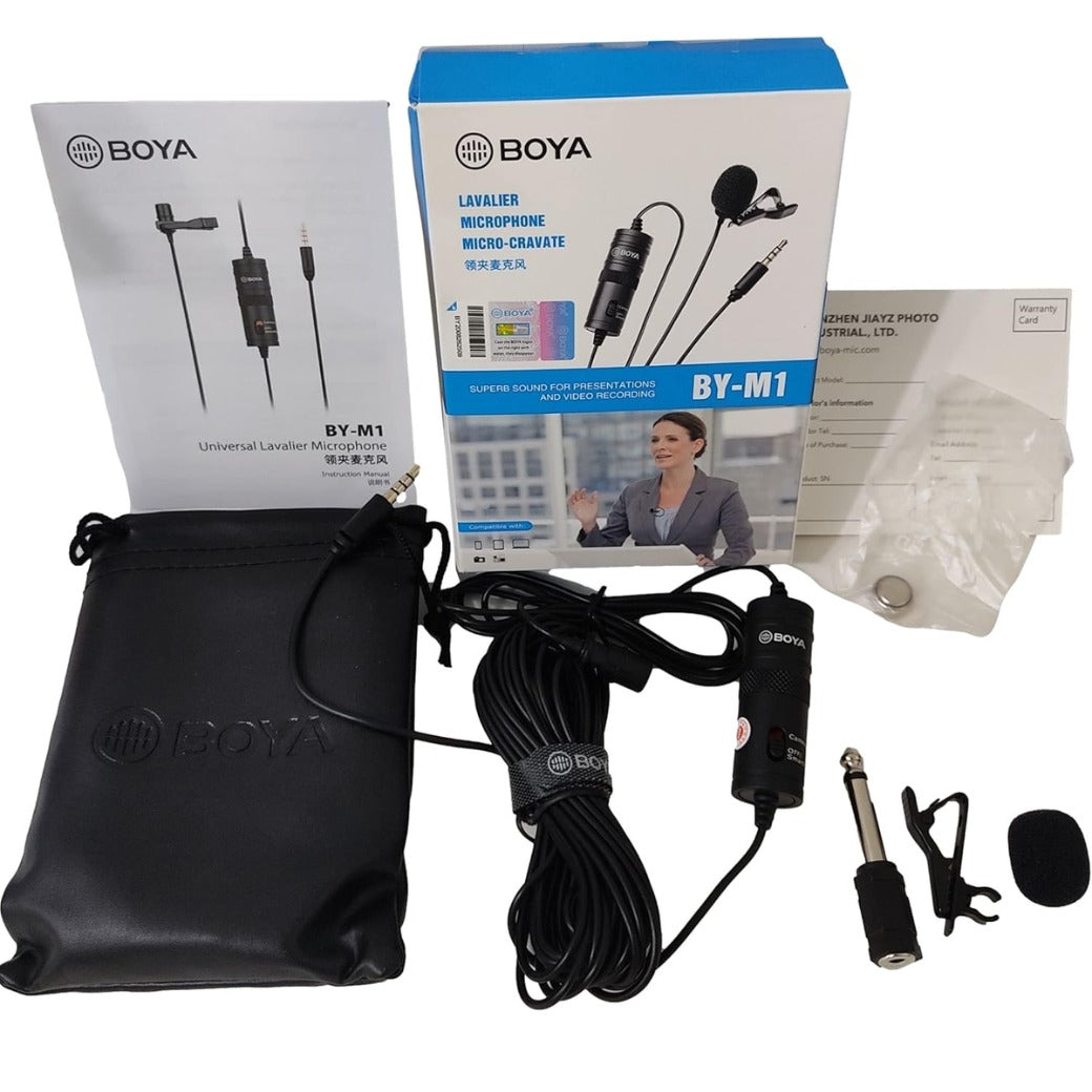 BOYA BY-M1 Clip-On Microphone for DSLR Camera/Smartphone/Camcorder/Audio Recorders - Black