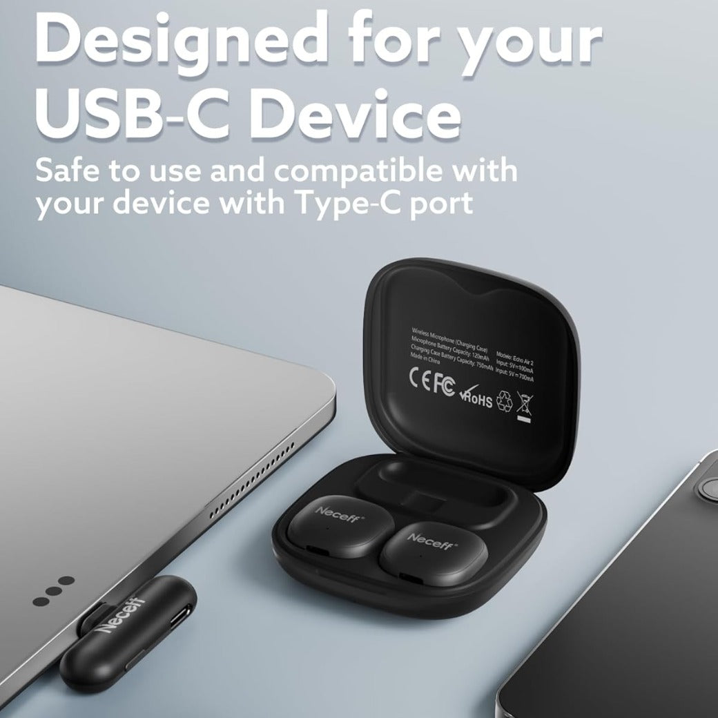 Wireless Lavalier Microphone for iPhone & Android, USB-C Plug-and-Play Lapel Mini Mic with AI Noise Cancelling, 32-Hour Battery, Magnetic Clip-On, for Vlogging, TikTok & Video Recording (48kHz/24Bit)
