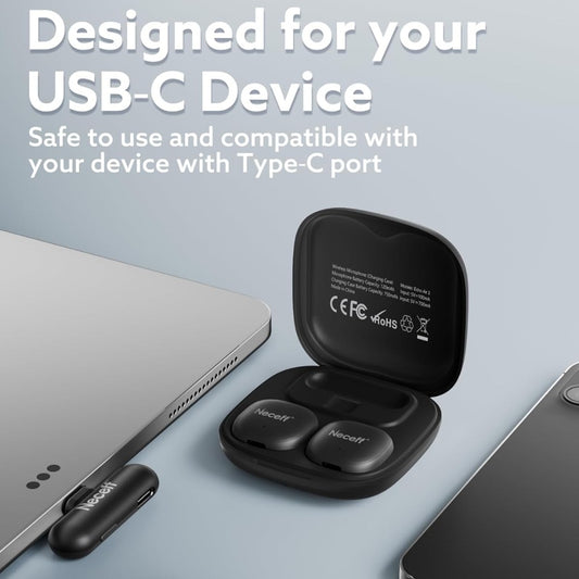 Wireless Lavalier Microphone for iPhone & Android, USB-C Plug-and-Play Lapel Mini Mic with AI Noise Cancelling, 32-Hour Battery, Magnetic Clip-On, for Vlogging, TikTok & Video Recording (48kHz/24Bit)