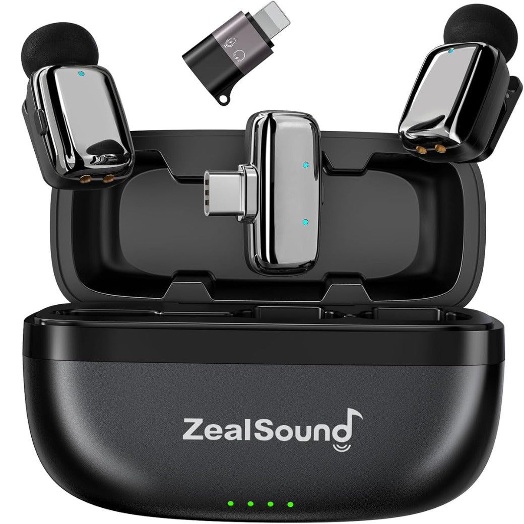 zealsound M6 Mini Wireless Lavalier Microphone for iPhone Android, 5g Lightweight Noise Cancelling Lapel Mic, 100m Range for Streaming, Vlogging, Video Recording, Interviews, Podcasts YouTube, TikTok