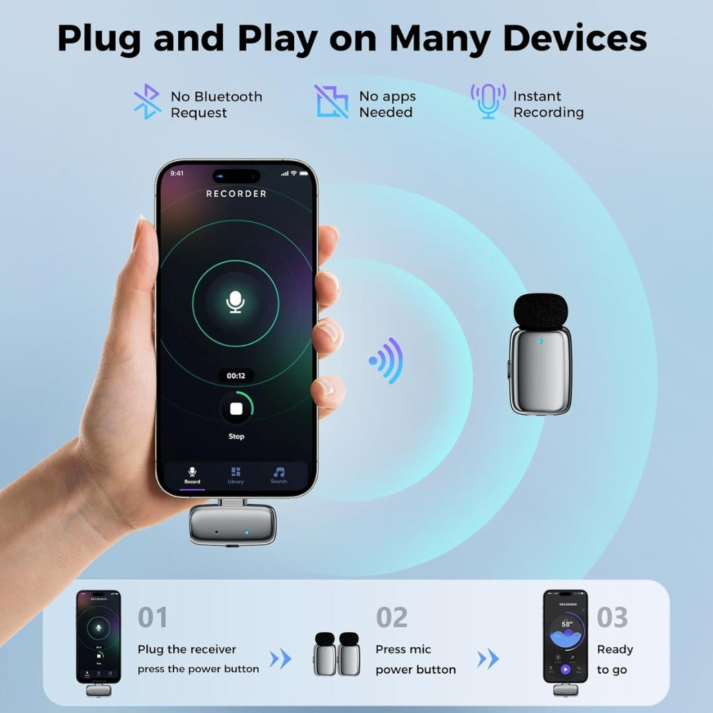 zealsound M6 Mini Wireless Lavalier Microphone for iPhone Android, 5g Lightweight Noise Cancelling Lapel Mic, 100m Range for Streaming, Vlogging, Video Recording, Interviews, Podcasts YouTube, TikTok
