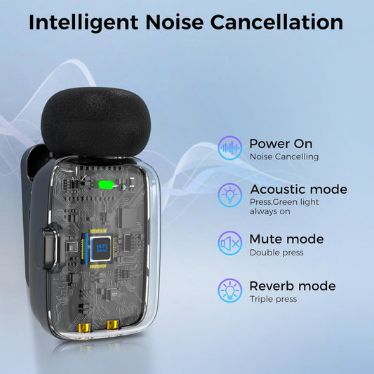 zealsound M6 Mini Wireless Lavalier Microphone for iPhone Android, 5g Lightweight Noise Cancelling Lapel Mic, 100m Range for Streaming, Vlogging, Video Recording, Interviews, Podcasts YouTube, TikTok