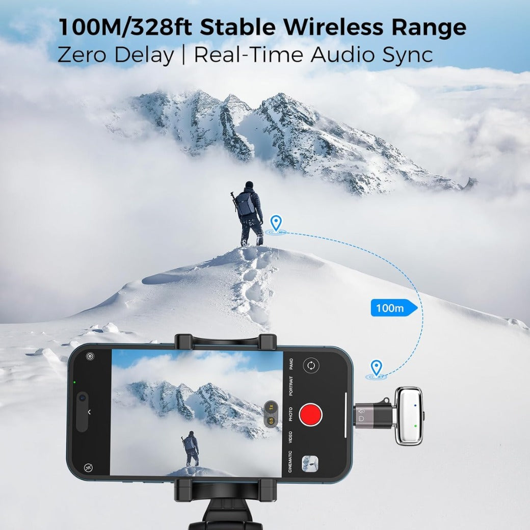 zealsound M6 Mini Wireless Lavalier Microphone for iPhone Android, 5g Lightweight Noise Cancelling Lapel Mic, 100m Range for Streaming, Vlogging, Video Recording, Interviews, Podcasts YouTube, TikTok