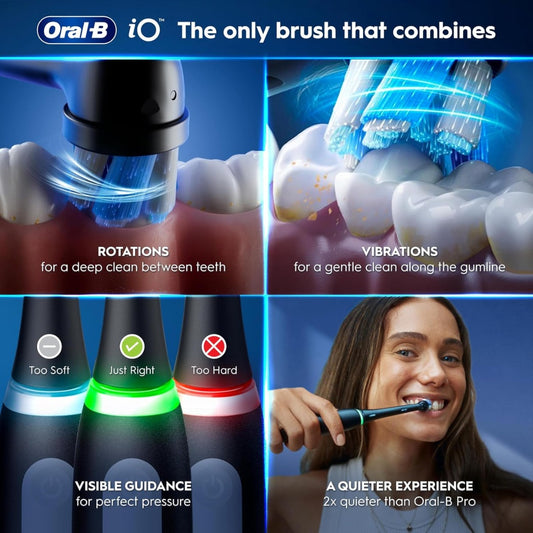 Oral-B iO 3 Blush Pink Ultimate Clean Electric Toothbrush, 1 Refill Holder, 1 Charger Pouch, 1 Travel Case, Designed by Braun