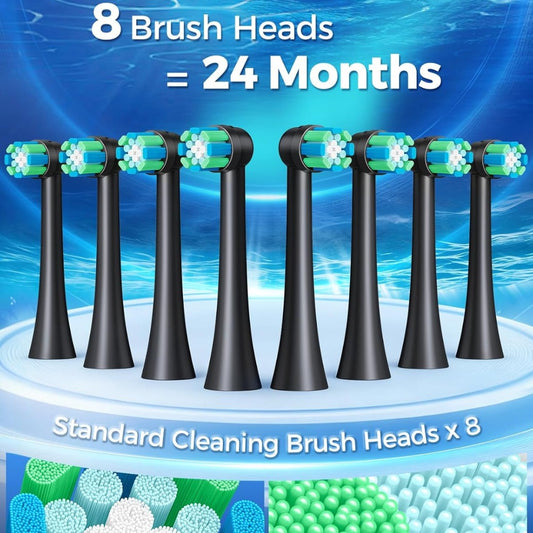 Rotating Electric Toothbrush for Adults, 8 Brush Heads & Fast Charging, 60-Day Long-Lasting Battery, 4 Modes, IPX7 Waterproof, 2-Minute Smart Timer for Professional Clean (Black)