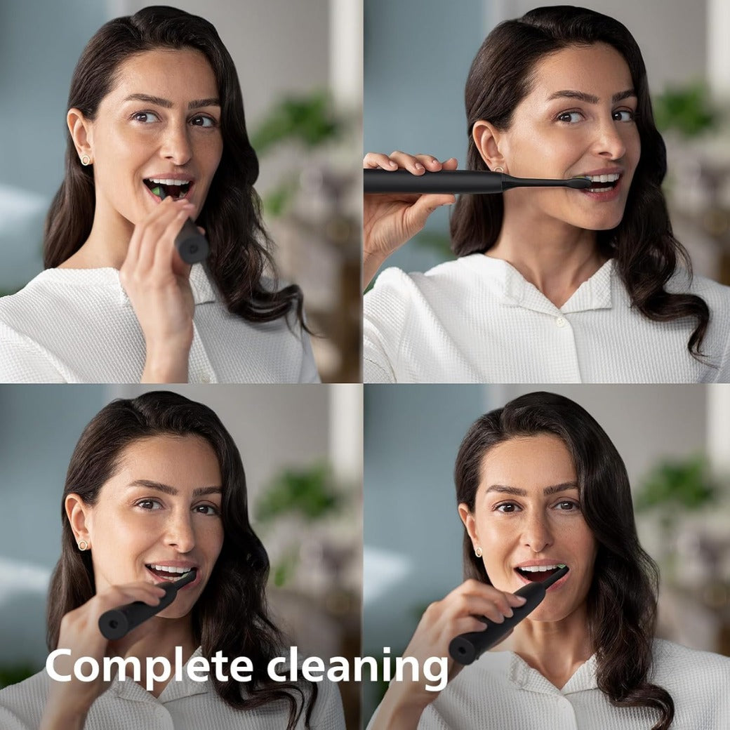 Philips Sonicare 4100 Electric Toothbrush for Adults with 1 x Philips W2 Optimal White Sonic Brush Head in Black, Slim Travel Case and USB Charger