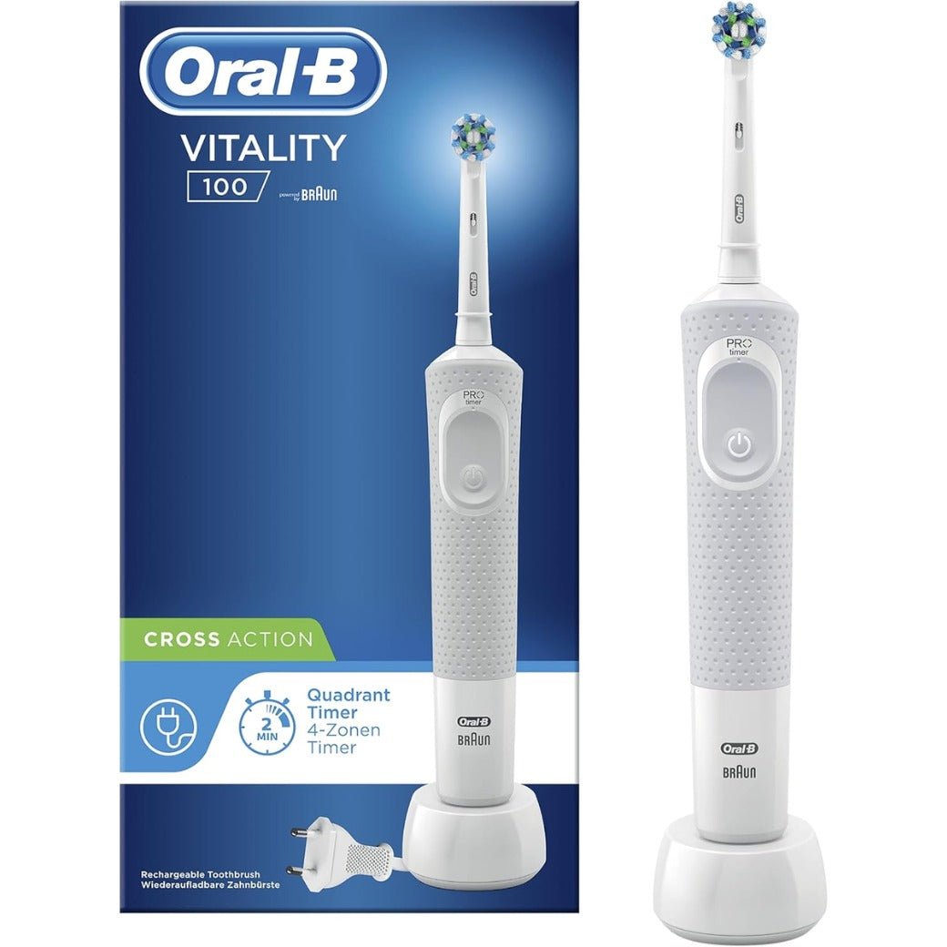 Oral-B Vitality 100 CrossAction Electric Toothbrush – Deep Cleaning Rechargeable Toothbrush for Healthier Gums & Cleaner Teeth