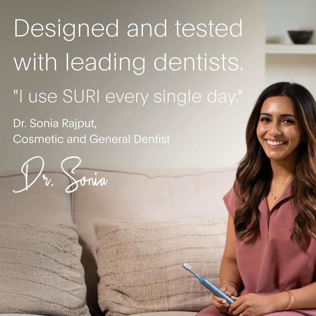 SURI 1.0 Sonic Electric Toothbrush with UV Cleaning Travel Case | 1 Month+ Battery | UK’s No.1 Rated | Electric Toothbrush Adults | Sonic Toothbrushes | Blue