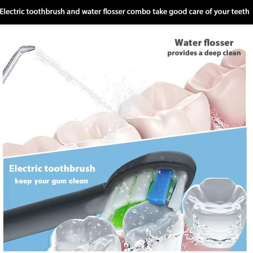 2-1 Oral Clean Kit- Water Dental flosser & Electric Toothbrush Combo- Brushing & Flossing- for Teeth Cleaning and Gum Health