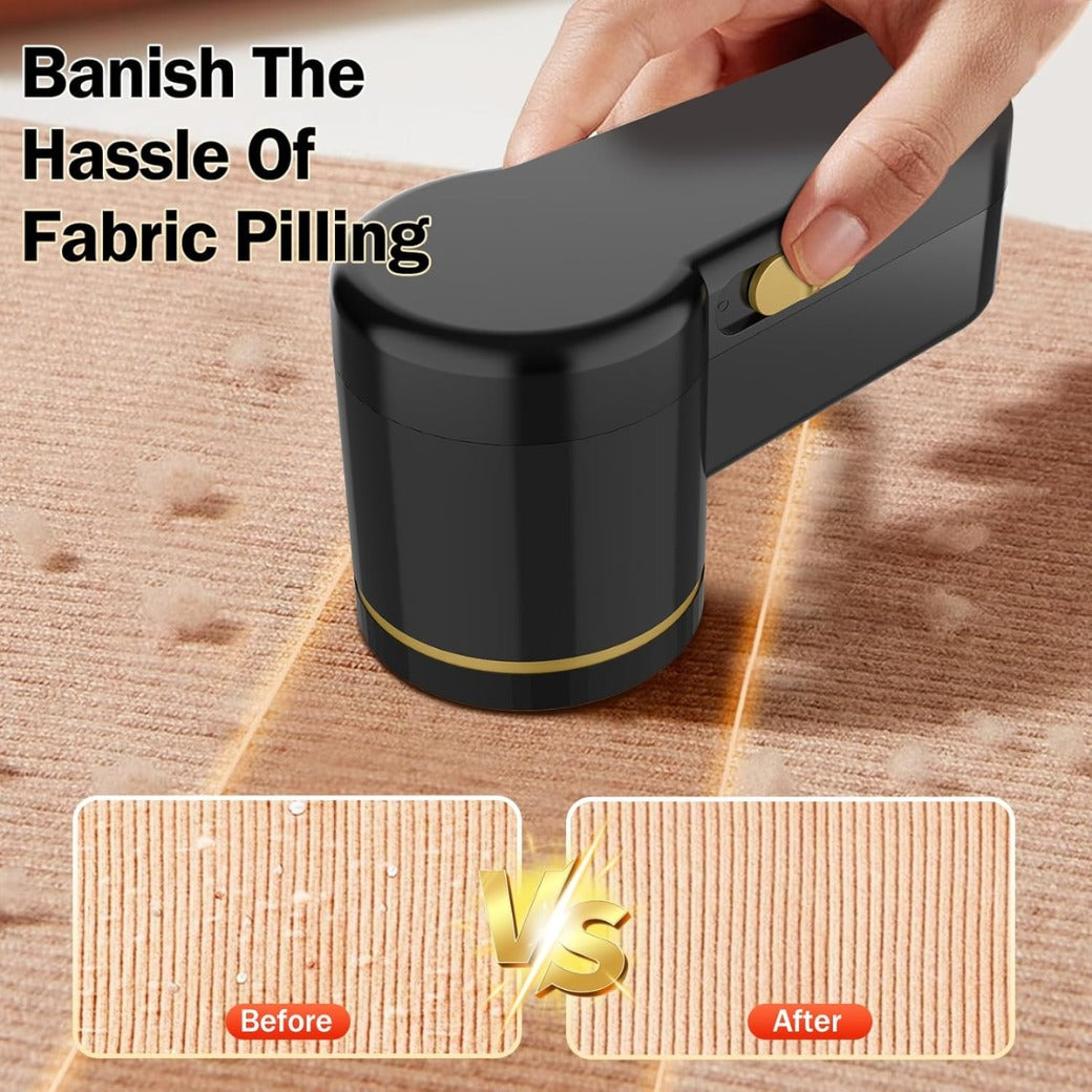 Z-TIISON Electric Lint Remover, Portable Fabric Shaver Defuzzer with 6-Leaf Blades, Dual Protection, Removable Bin, Quickly Remove Fuzz, Lint Balls, Pills, Bobbles from Clothes (Black&Gold)