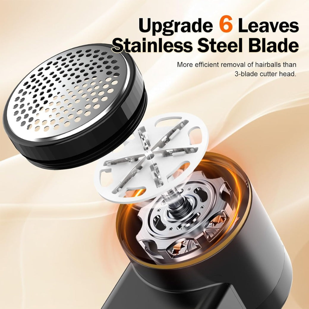 Z-TIISON Electric Lint Remover, Portable Fabric Shaver Defuzzer with 6-Leaf Blades, Dual Protection, Removable Bin, Quickly Remove Fuzz, Lint Balls, Pills, Bobbles from Clothes (Black&Gold)