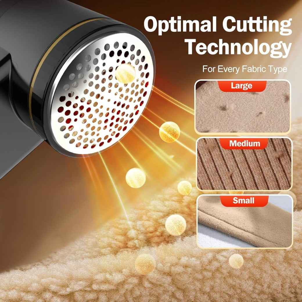 Z-TIISON Electric Lint Remover, Portable Fabric Shaver Defuzzer with 6-Leaf Blades, Dual Protection, Removable Bin, Quickly Remove Fuzz, Lint Balls, Pills, Bobbles from Clothes (Black&Gold)