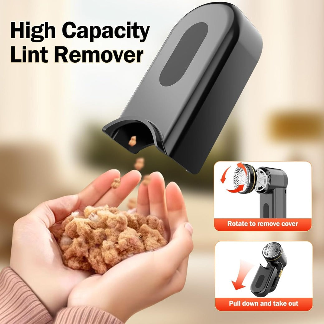 Z-TIISON Electric Lint Remover, Portable Fabric Shaver Defuzzer with 6-Leaf Blades, Dual Protection, Removable Bin, Quickly Remove Fuzz, Lint Balls, Pills, Bobbles from Clothes (Black&Gold)