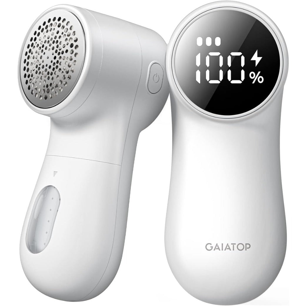 GAIATOP Fabric Shaver, Rechargeable Lint Remover Sweater Defuzzer, Intelligent Digital Display Lints Shaver Fuzzs Pills Bobbles Trimmer for Clothes and Furniture White(1 pcs)