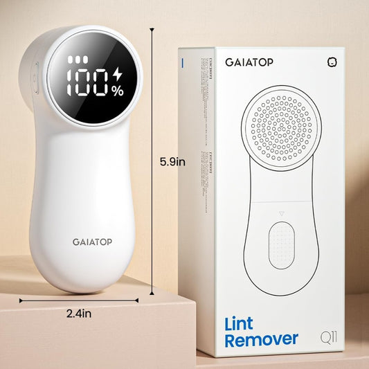 GAIATOP Fabric Shaver, Rechargeable Lint Remover Sweater Defuzzer, Intelligent Digital Display Lints Shaver Fuzzs Pills Bobbles Trimmer for Clothes and Furniture White(1 pcs)